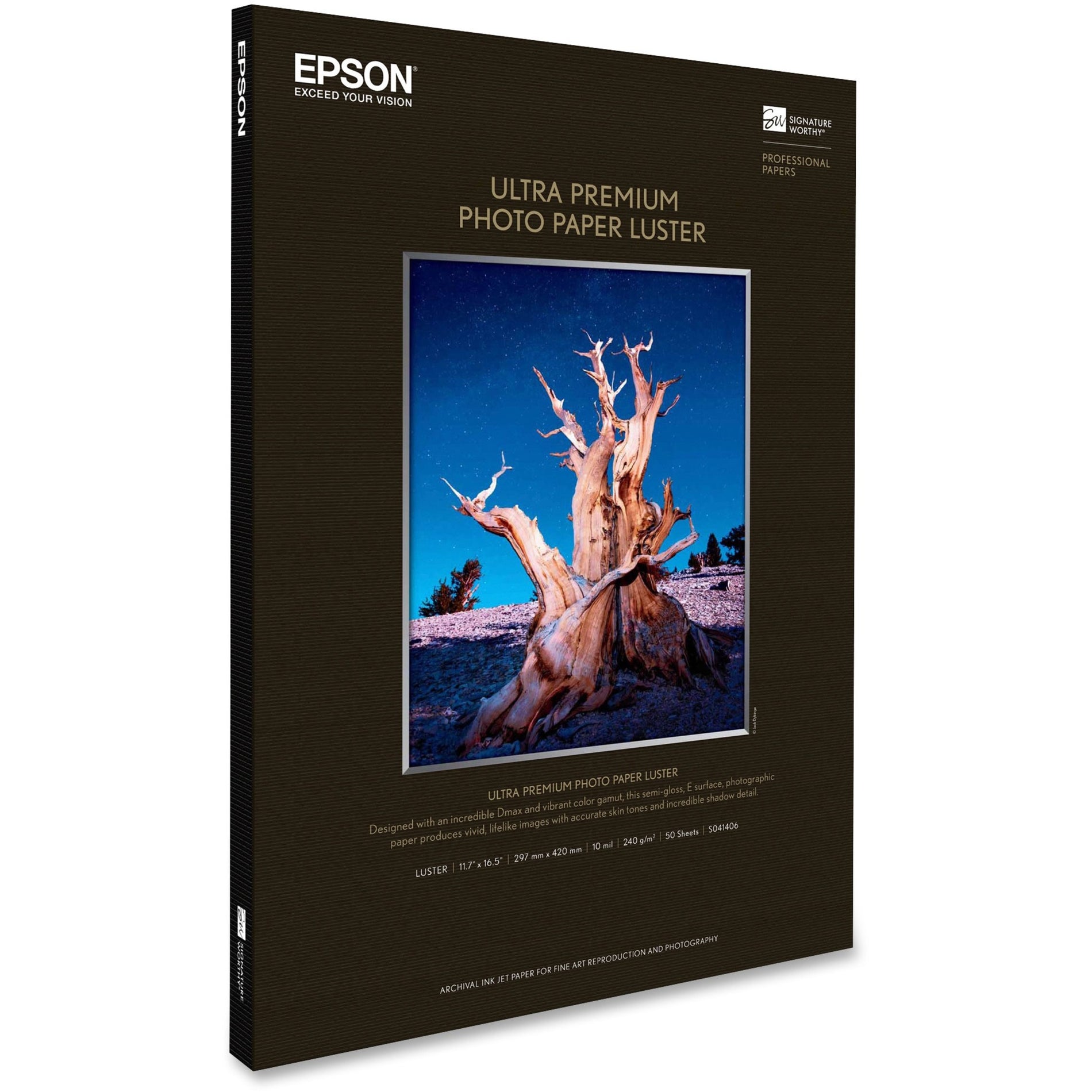 Epson S041406 Photographic Papers, Highest Color Gamut, Luster Finish, 50 Sheet Pack, 240gsm