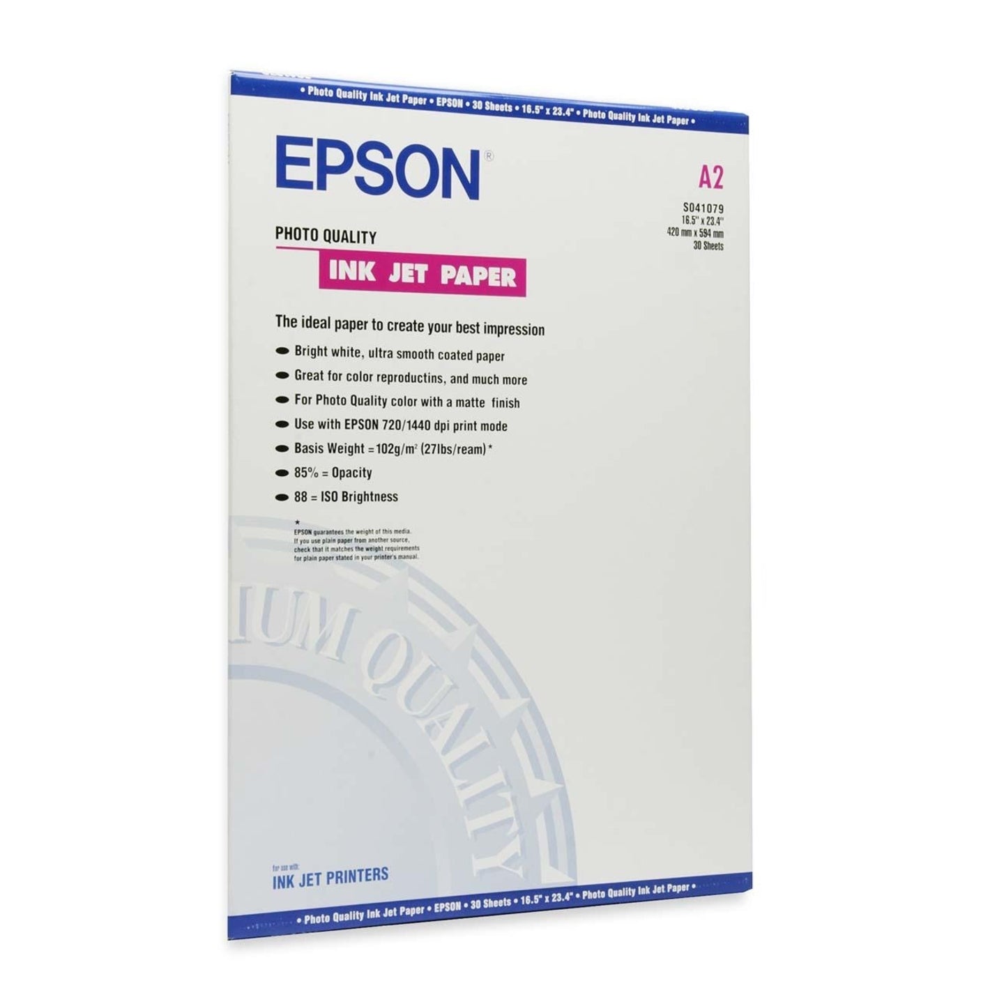 Epson S041079 Coated Paper, Ultra-Smooth Matte Finish, 30 Sheet Pack, 102 g/m²
