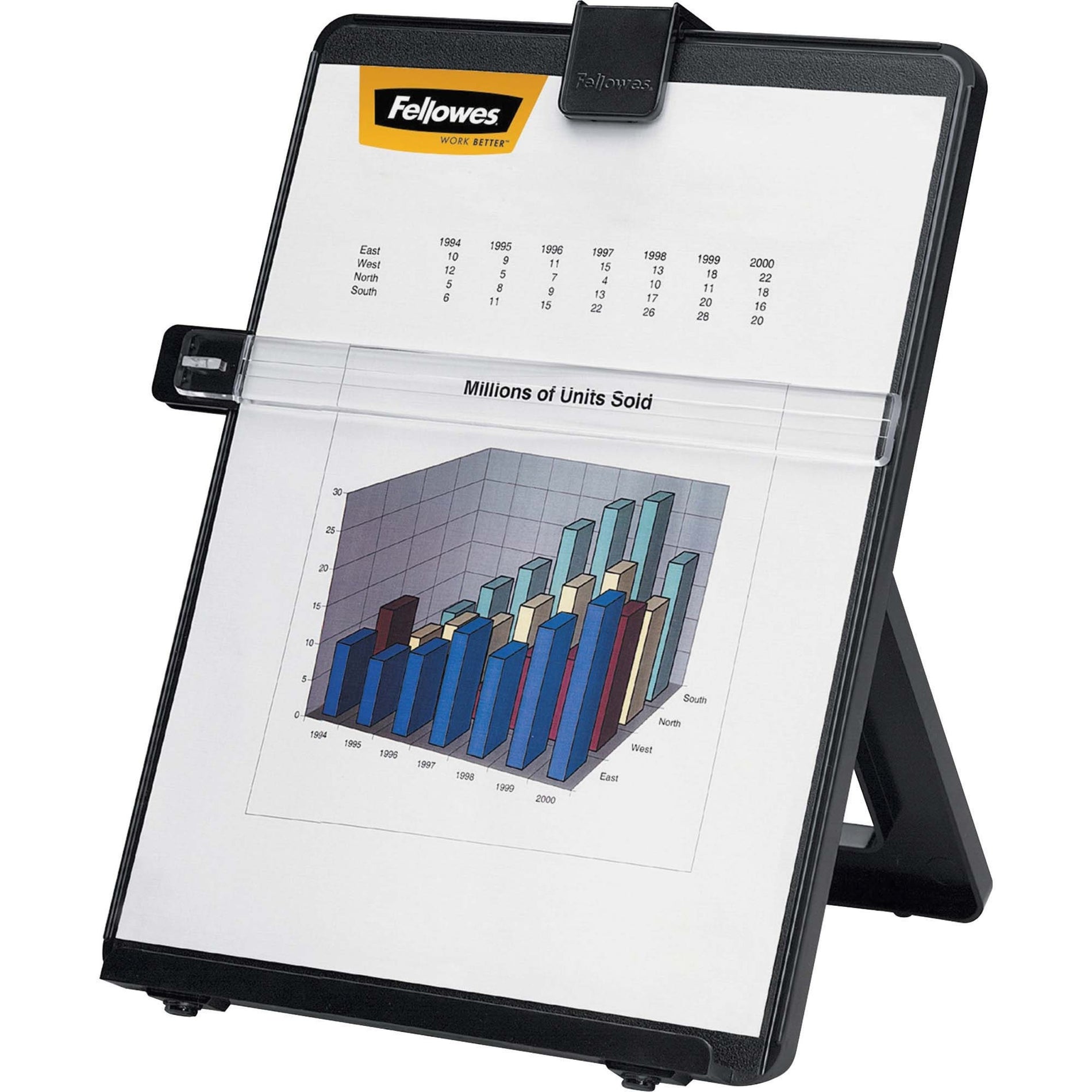 Fellowes 21106 Non-Magnetic Copyholder, Holds up to 125 sheets, Adjustable line guide