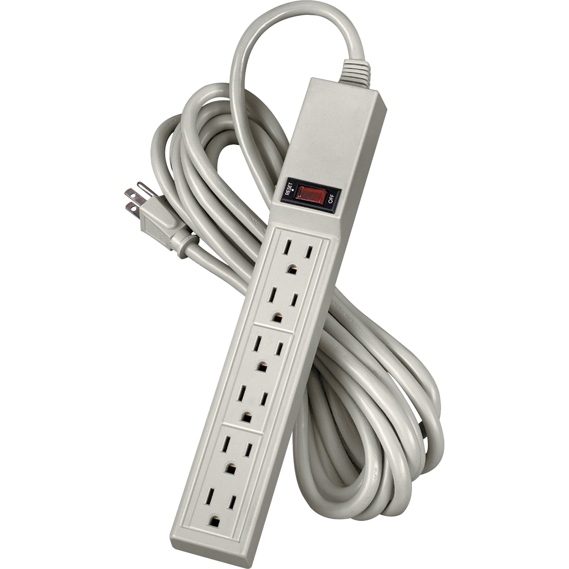 Fellowes 99026 6-Outlet Power Strip with 15' Long Cord, Platinum