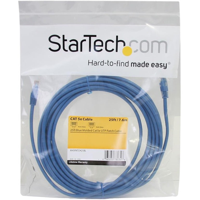 StarTech.com M45PATCH25BL Cat 5e UTP Patch Cable, 25 ft Blue, Lifetime Warranty