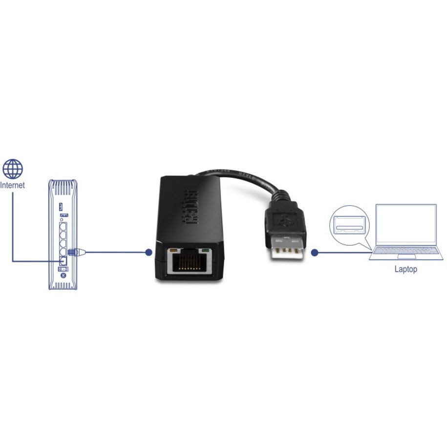 TRENDnet TU2-ET100 USB to Fast Ethernet Adapter, Full-Duplex, LED Indicators