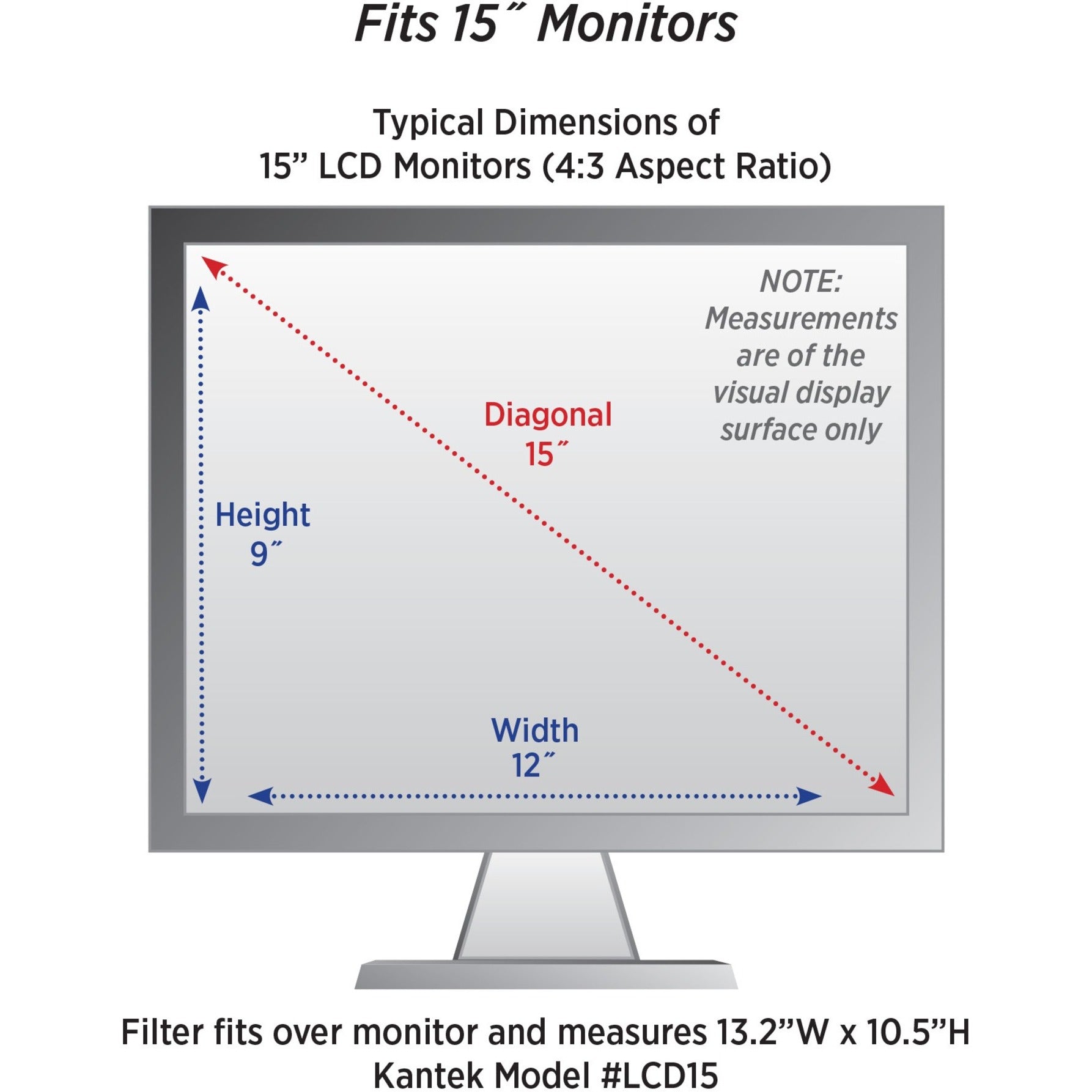 Kantek LCD15 Filter, Anti-glare Screen Protector for 15in Monitors