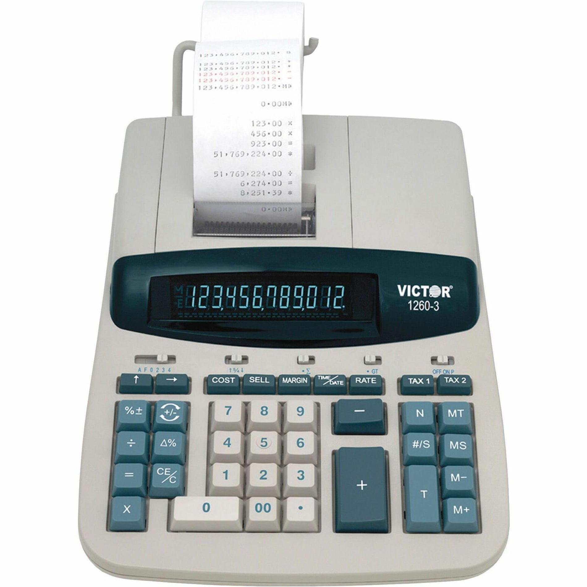 Victor 1260-3 Commercial Calculator, 12 Digit Heavy Duty Printing, AC Supply