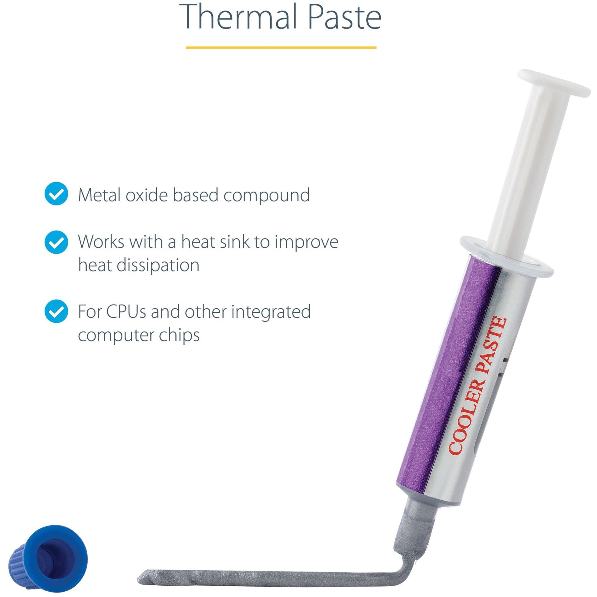 StarTech.com SILVGREASE1 Metal Oxide Thermal CPU Paste Compound Tube (1.5g), Better Thermal Conductivity, Safe for High Performance Applications