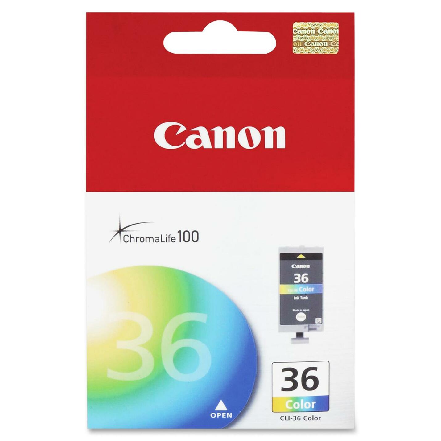 Canon 1511B002 CLI-36 Colored Ink Cartridge, 100 Page Yield, Tri-color