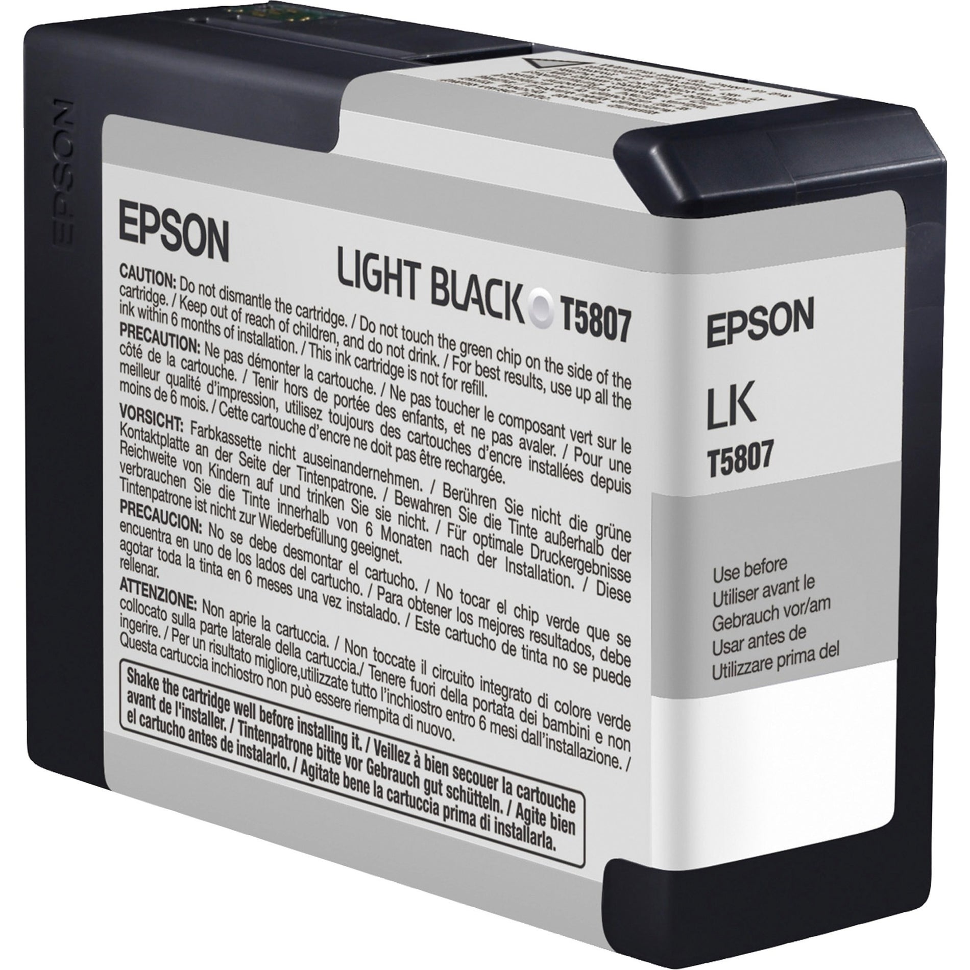 Epson T580700 UltraChrome K3 Ink Cartridge, Light Black - 80 mL Volume