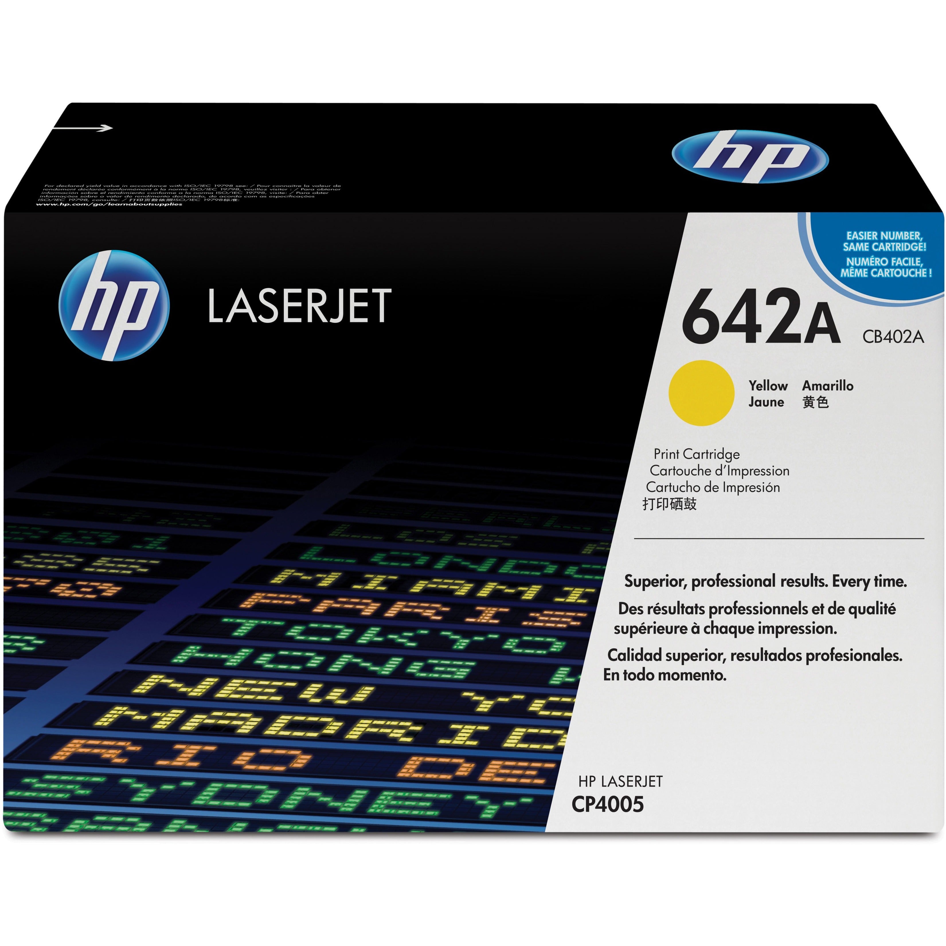 HP CB402A 642A LaserJet Print Cartridge, 7500 Page Yield, Yellow