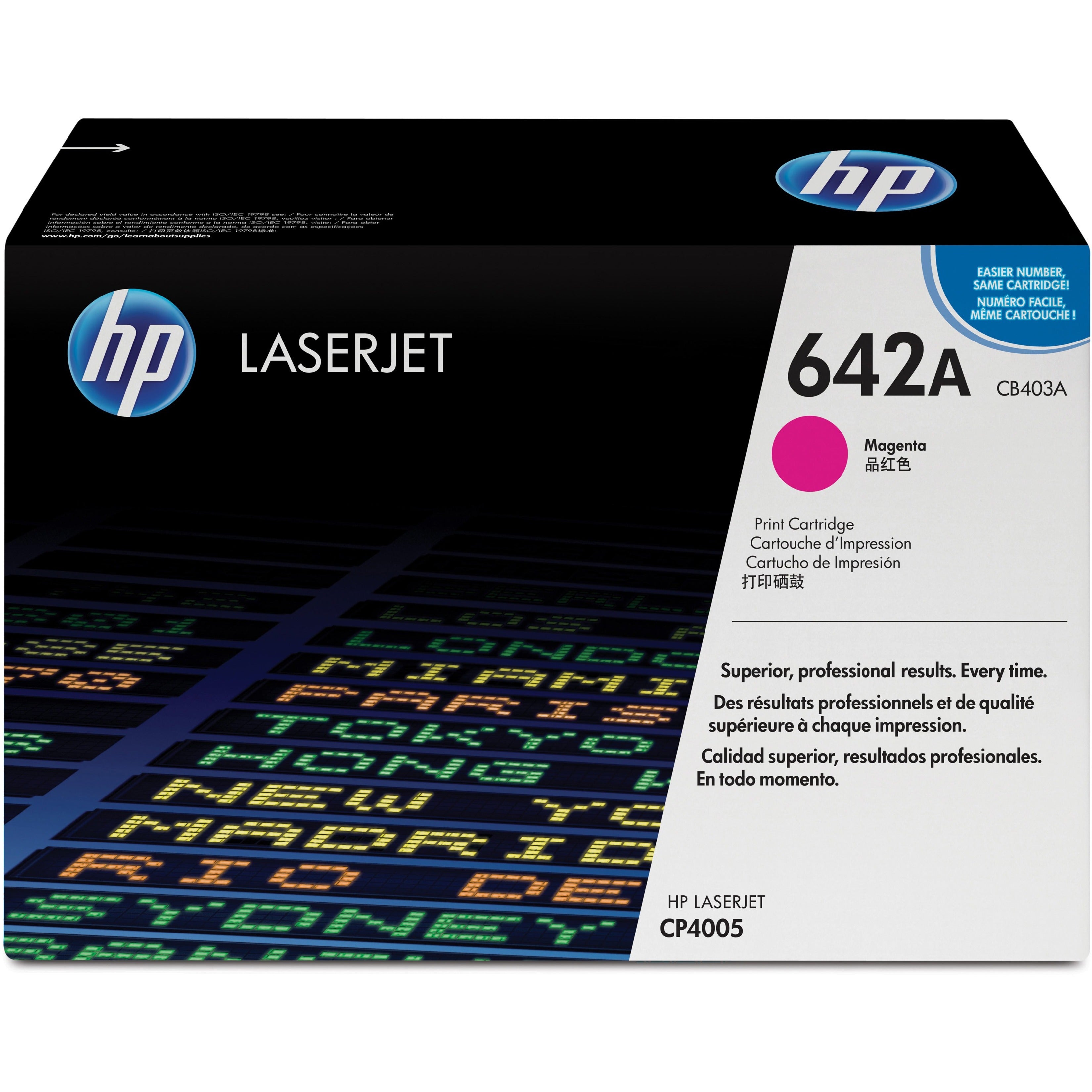 HP CB403A 642A LaserJet Print Cartridge, Magenta, 7500 Page Yield
