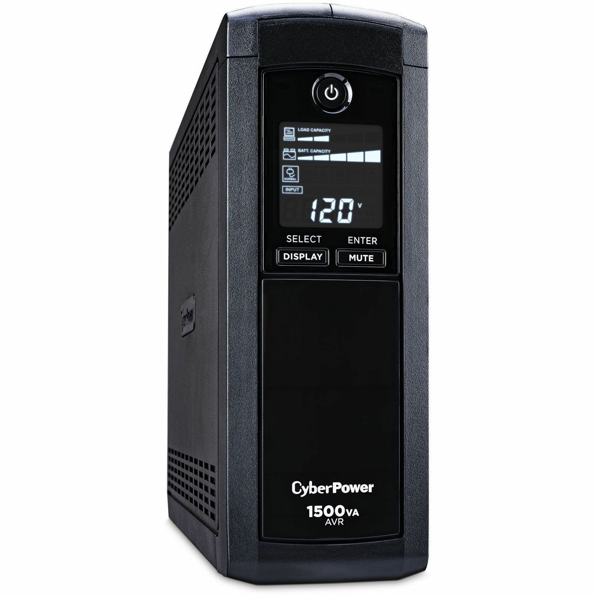 CyberPower CP1500AVRLCD Intelligent LCD UPS Systems, 1500VA/900W, 12 Outlets, Mini-tower, Black