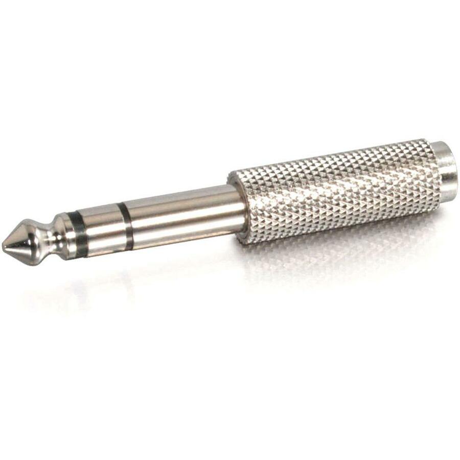 C2G 40639 6.3mm Stereo Male to 3.5mm Stereo Female Adapter, Metallic Silver