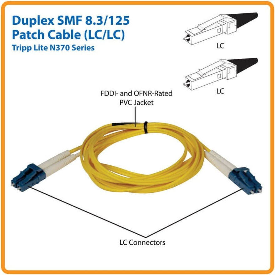 Tripp Lite N370-10M Fiber Optic Duplex Patch Cable, 32.80 ft, Yellow, Lifetime Warranty