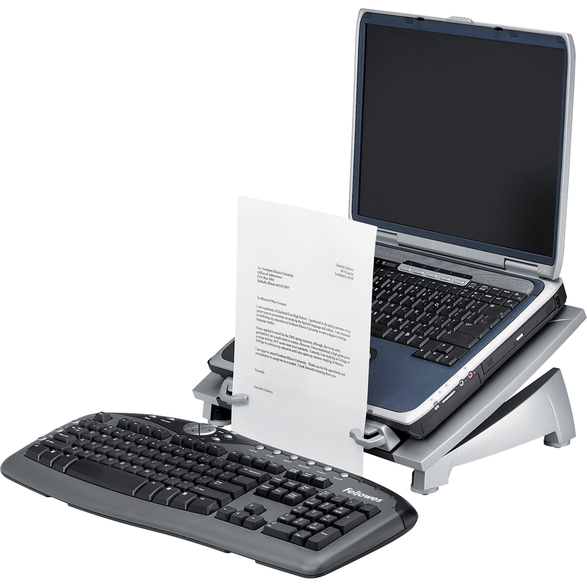 Fellowes 8036701 Office Suites Laptop Riser Plus, 15"x11-3/10"x6-1/2", Black/Silver