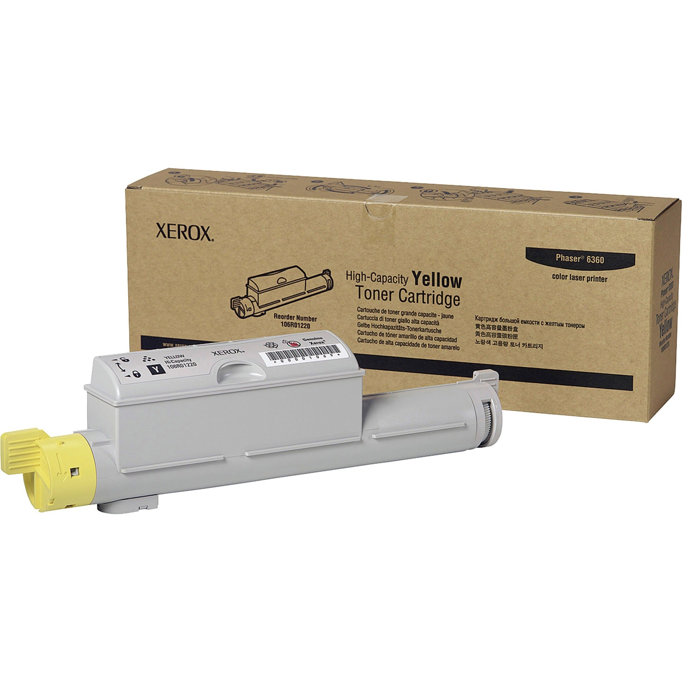 Xerox 106R01220 Phaser 6360 High Capacity Toner Cartridge, Yellow - 12000 Pages