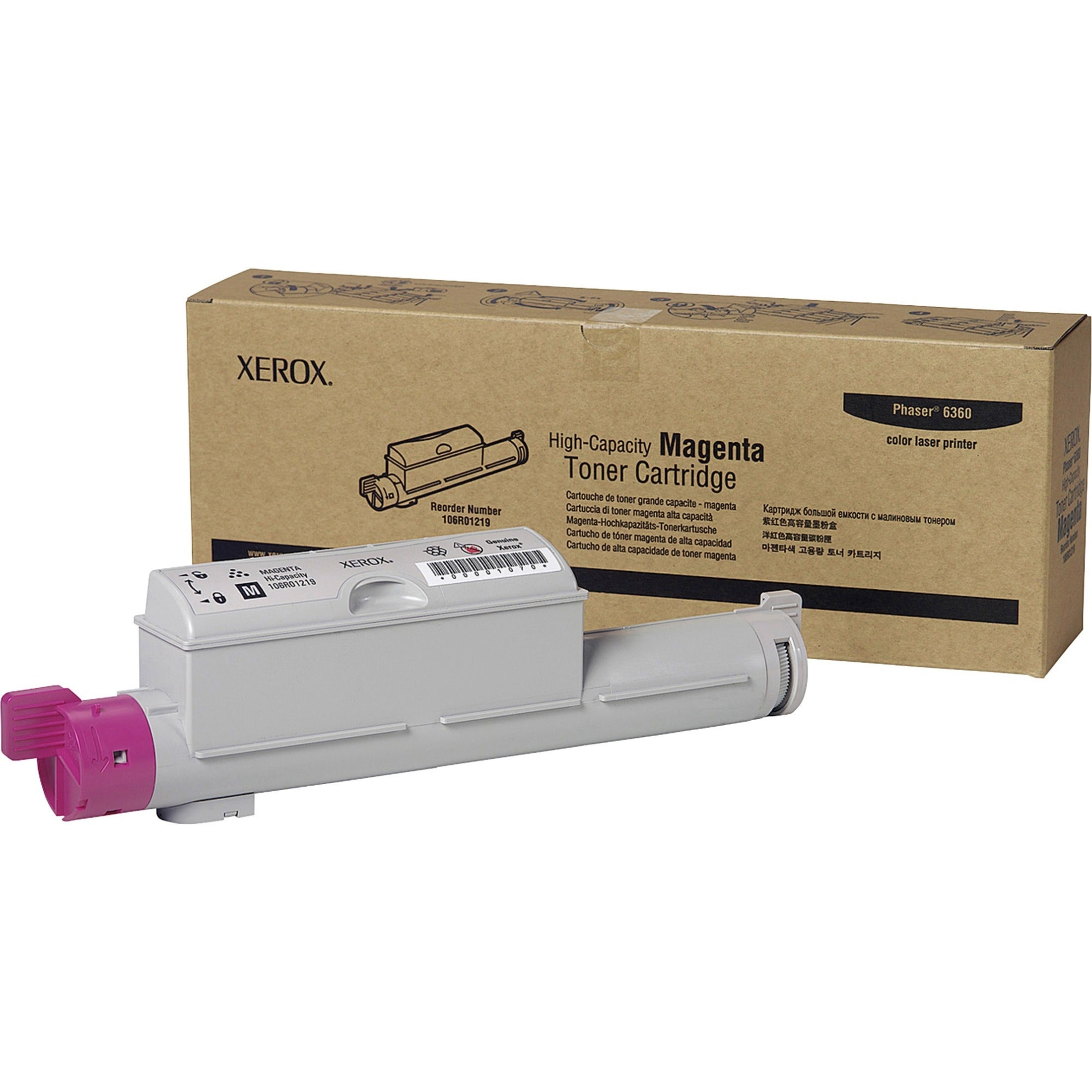 Xerox 106R01219 Phaser 6360 High Capacity Toner Cartridge, Magenta - 12000 Pages