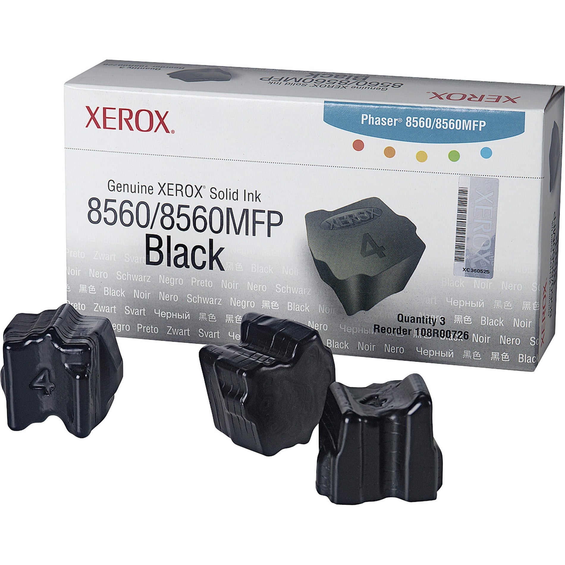 Xerox 108R00726 Solid Ink Stick - Black, 3-Pack