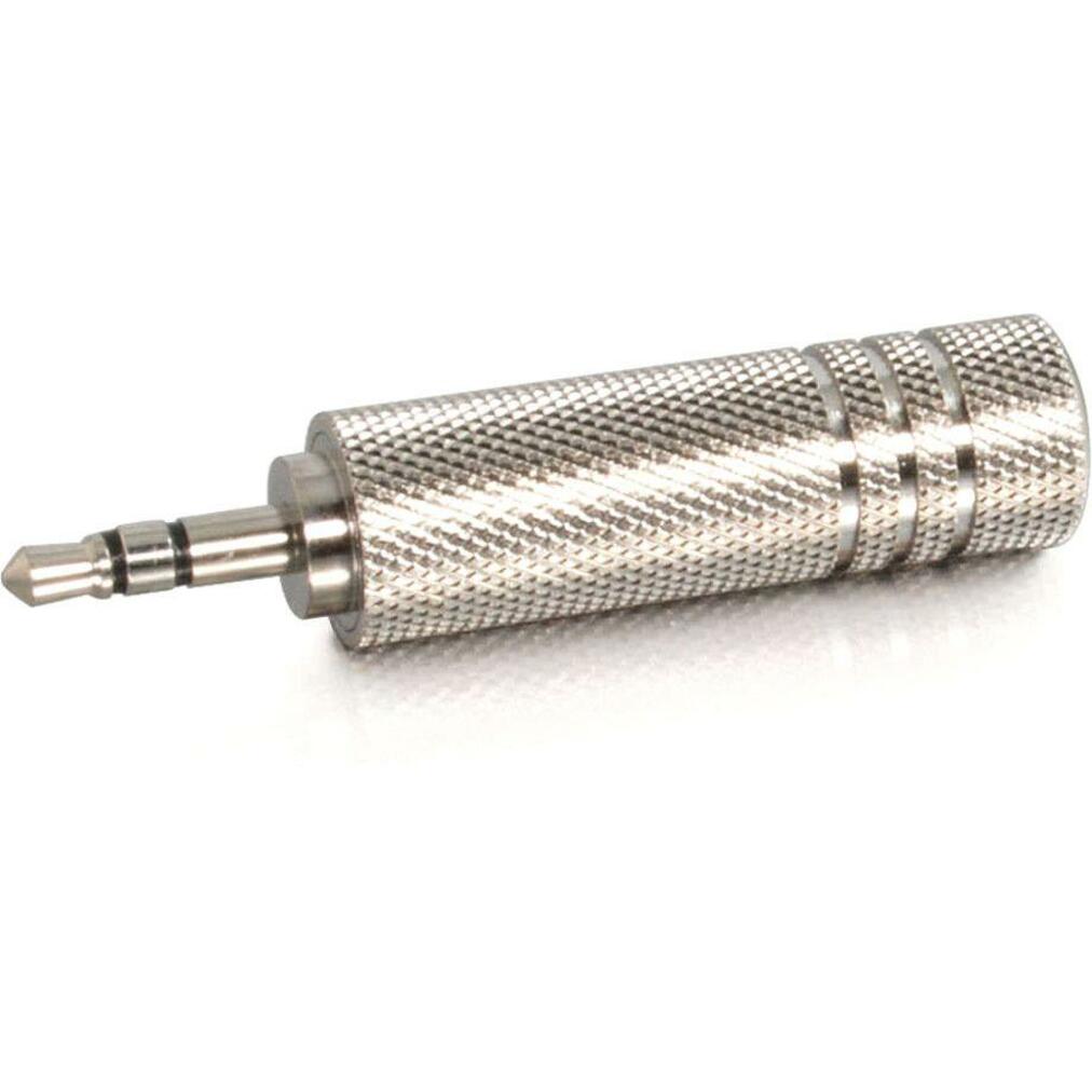 C2G 40636 3.5mm Stereo M to 6.3mm Stereo F Adapter, Metallic Silver, Lifetime Warranty