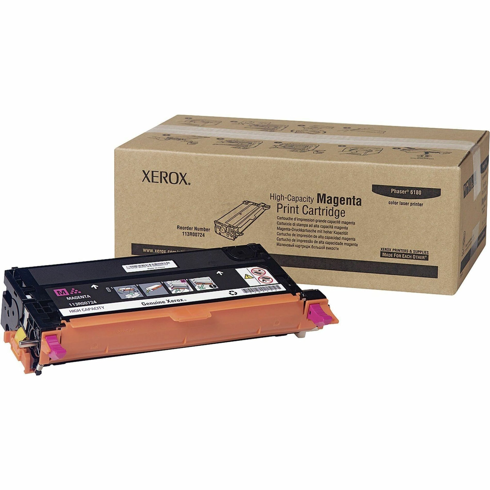Xerox 113R00724 Phaser 6180 High Capacity Print Cartridge, Magenta - Laser Toner Cartridge