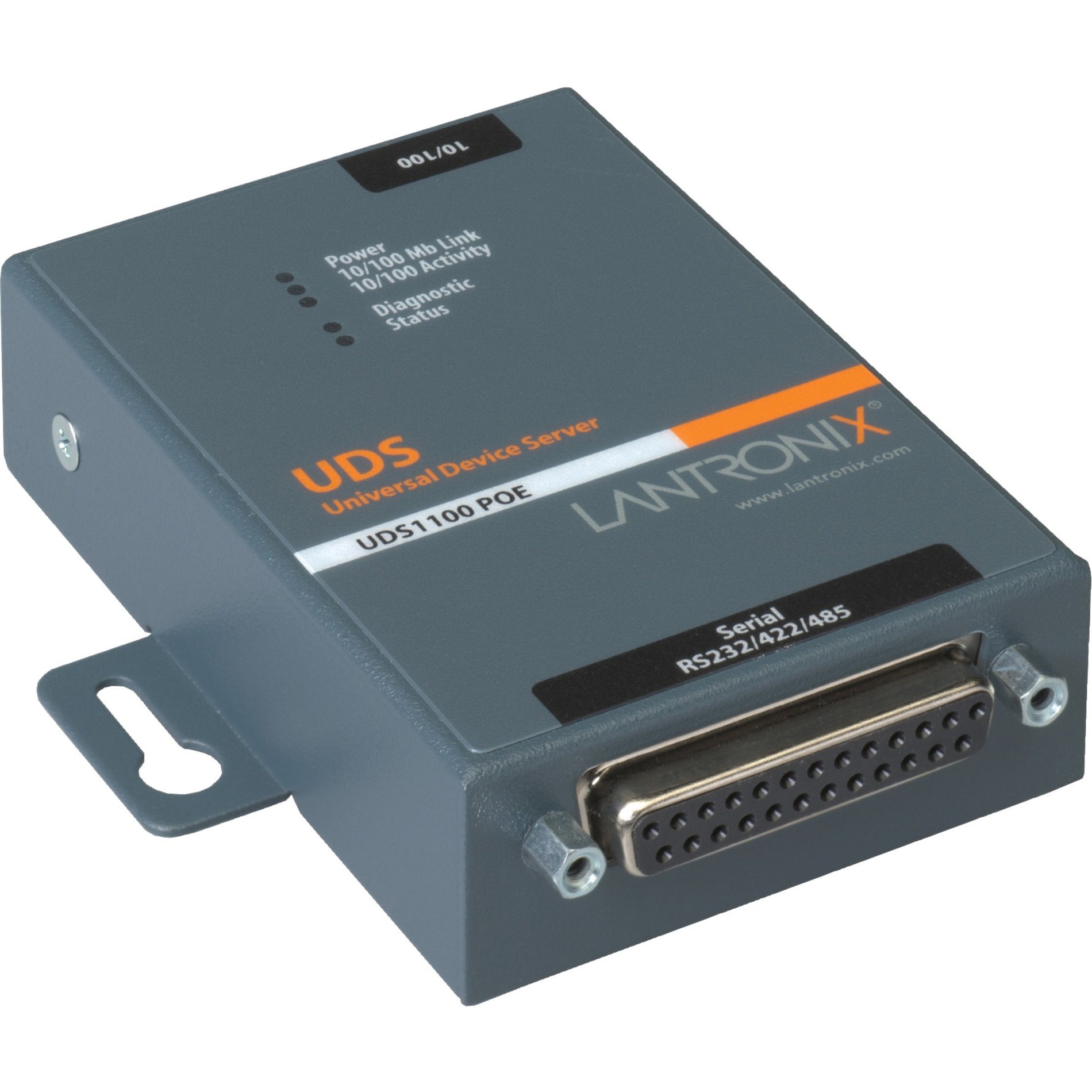 Lantronix UD11000P0-01 UDS1100 Device Server with PoE, 1-Port 10/100 Ethernet, Software-Selectable RS232/RS422/RS485