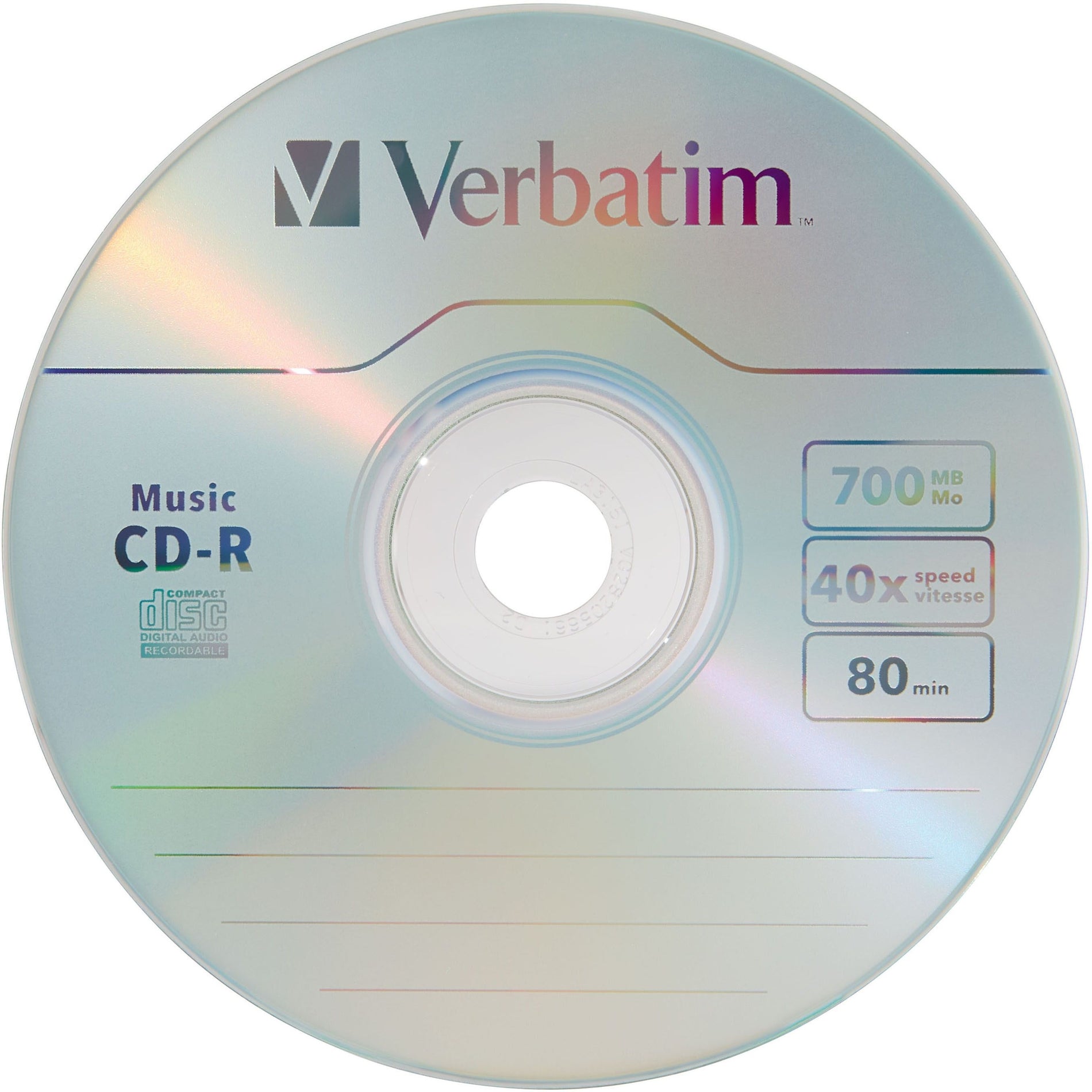 Verbatim 96155 Music CD-R 80min 40x with Branded Surface - 25pk Spindle, 700MB/80Min