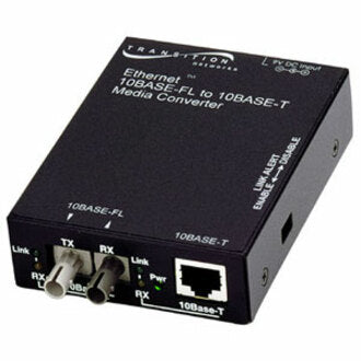 Transition Networks Transition Ethernet Media Converter - Media converter - 10Base-T, 10Base-FL (ST) - ST multi-mode - RJ-45 - external - up to 1 miles (E-TBT-FRL-05-NA) [Discontinued]