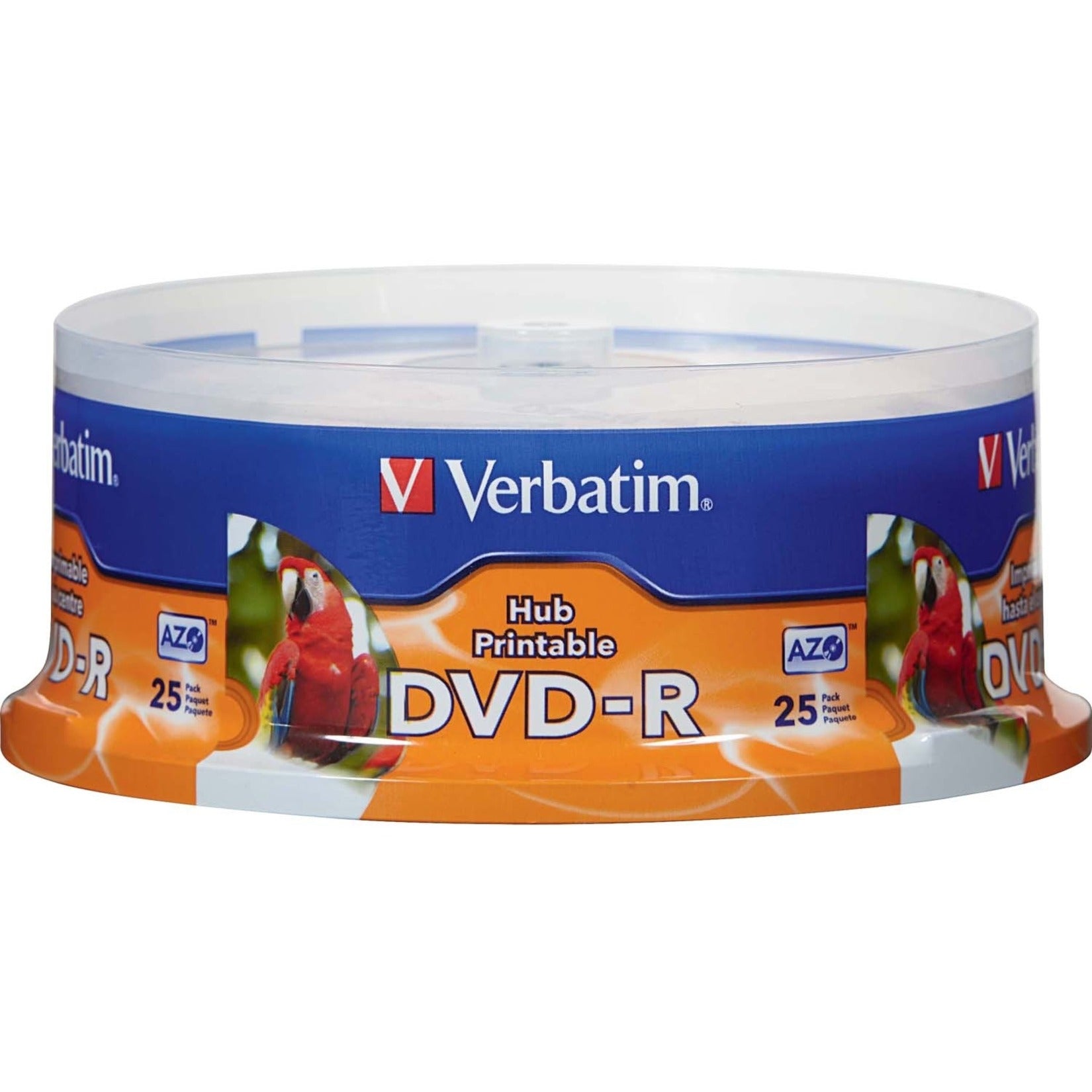 Verbatim 96191 DVD-R 4.7GB 16X White Inkjet Printable, Hub Printable, 25/PK Spindle