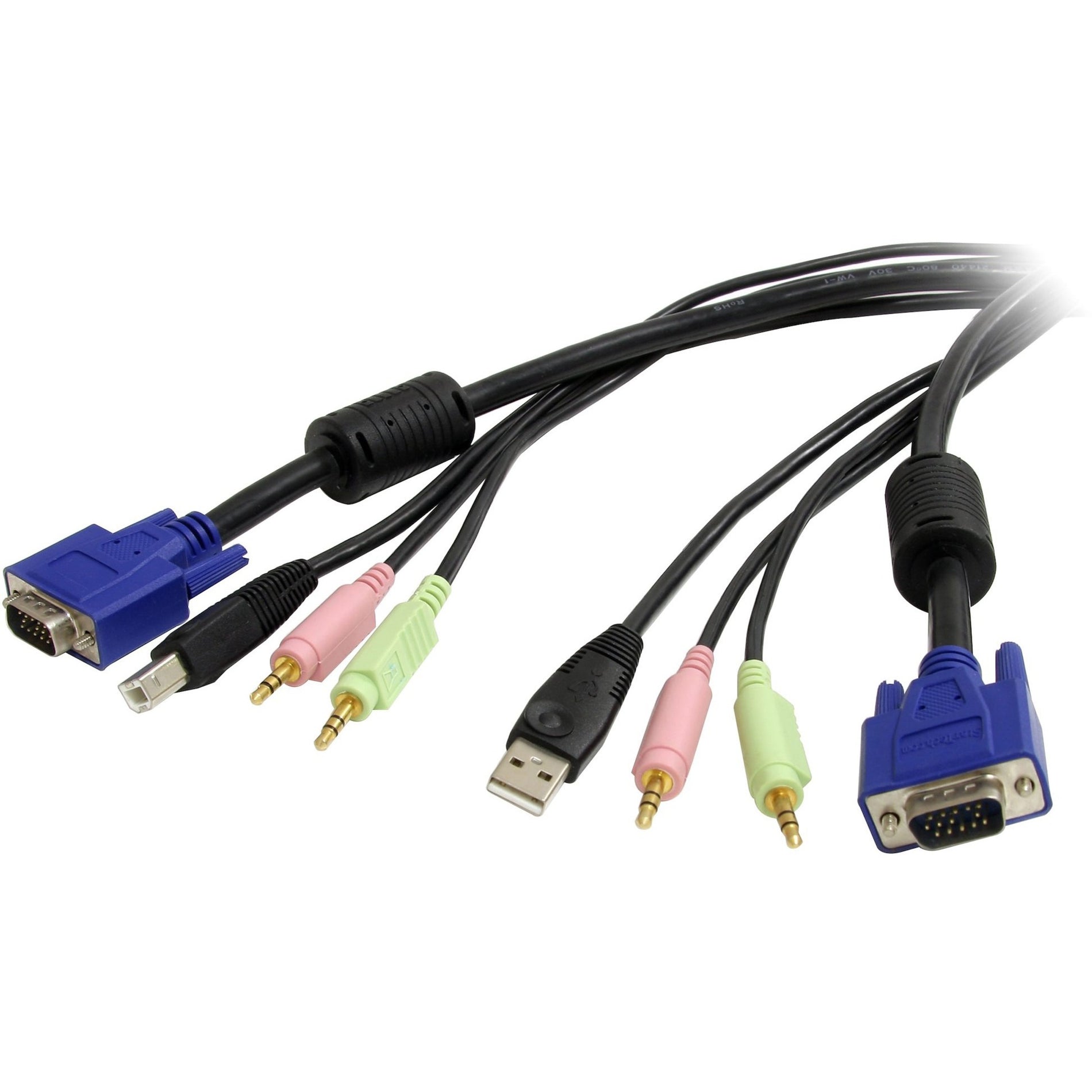 StarTech.com USBVGA4N1A6 6 ft 4-in-1 USB VGA KVM Switch Cable with Audio, Convenient and Versatile Solution for KVM Switching
