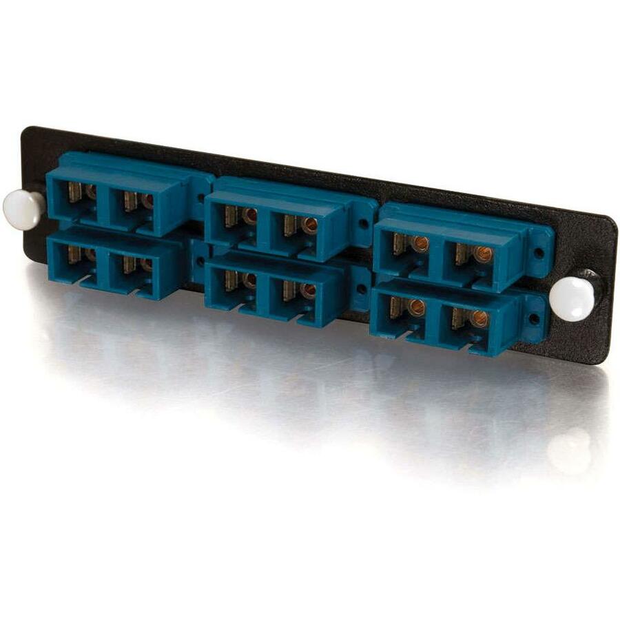 C2G 31107 Q-Series Duplex Quiktron Fiber Optic Patch Panel, 12-Strand, SC Duplex, SM, Blue SC Adapter Panel