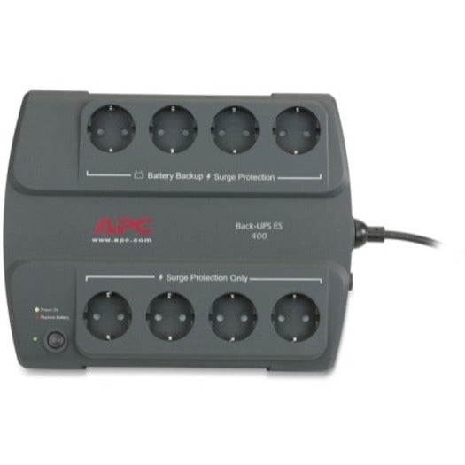 APC BE400-GR Back-UPS ES 400VA Desktop UPS, Audible Alarms, LED Status Indicator, User Replaceable Battery