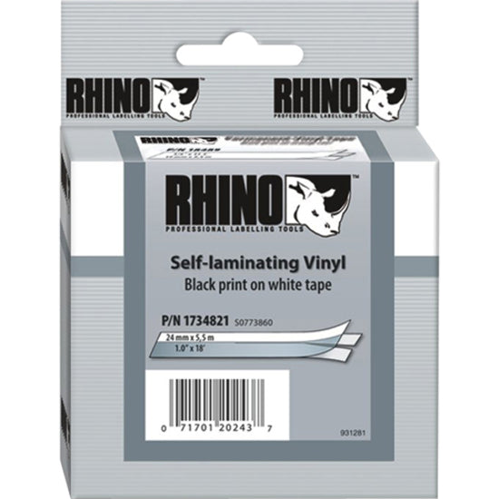 Dymo 1734821 Self-laminating Tape, Wire & Cable Label, 1", White, Water Resistant