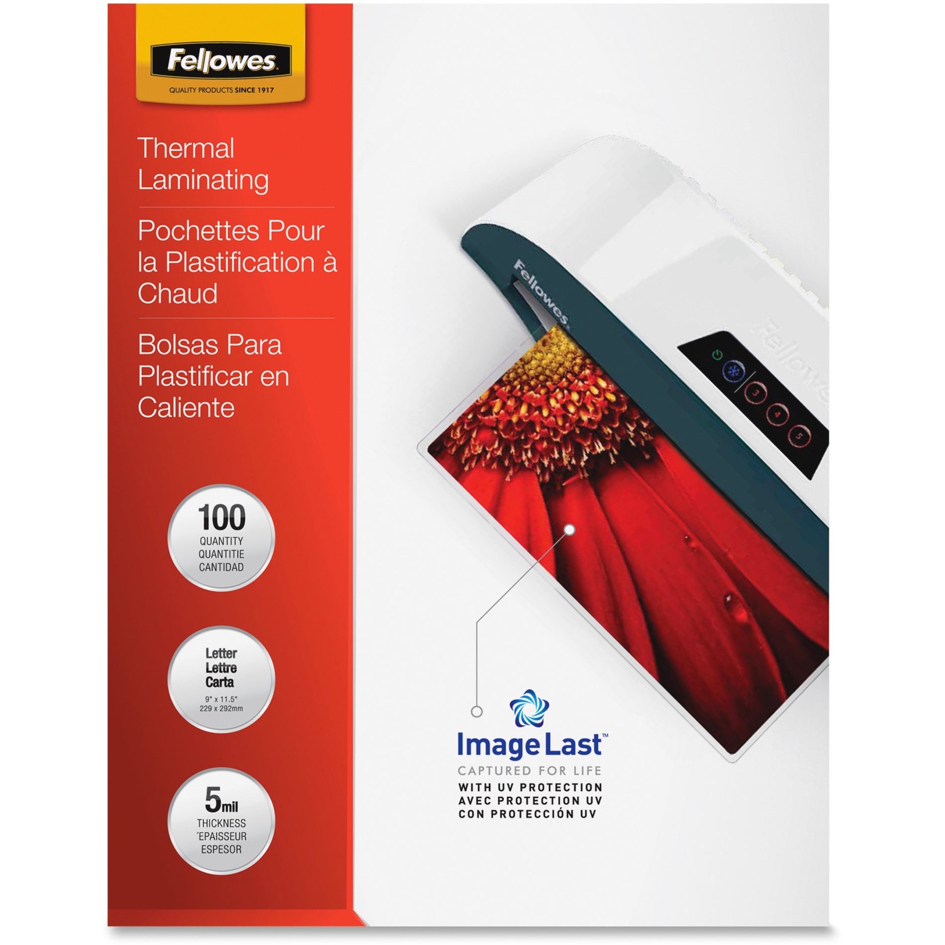 Fellowes 52040 Letter-Size Laminating Pouches, UV Resistant, Fade Resistant, Jam-free, Durable, Type G - Glossy, Clear