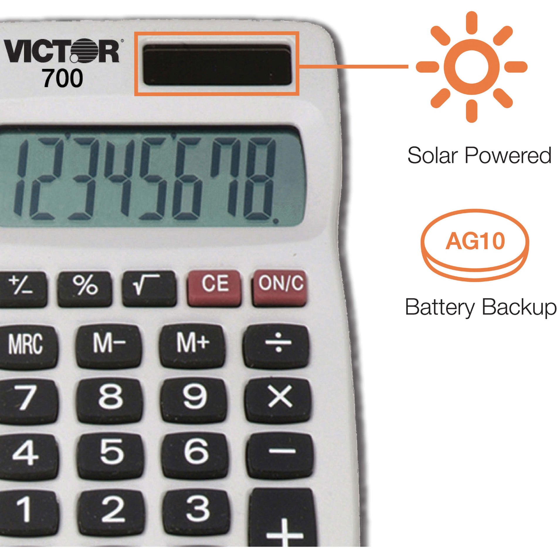 Victor 700 Pocket Calculator, Dual Power, Easy-to-read Display, Large LCD, Rubber Keytop