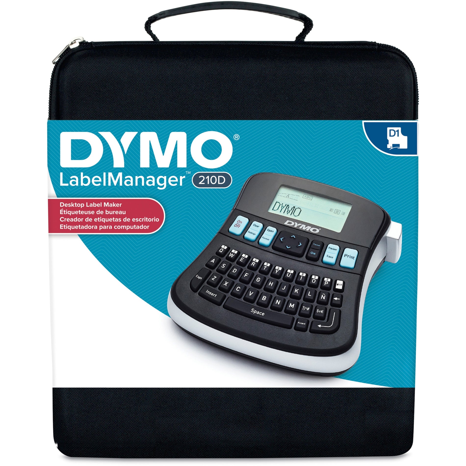 Dymo 1738976 LabelManager 210D Kit, Electronic Label Maker with Carrying Case, AC Adapter, and Two Tapes