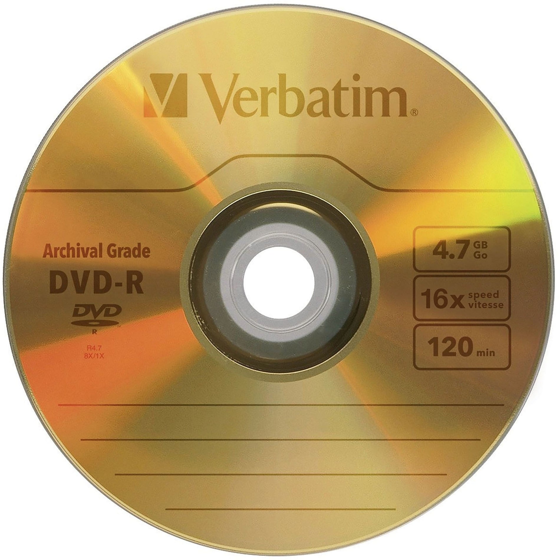 Verbatim 96320 UltraLife 4.7GB 16X DVD Recordable Media, 5PK DVD-R 8X Archival Grade Gold Shiny Jewel Case