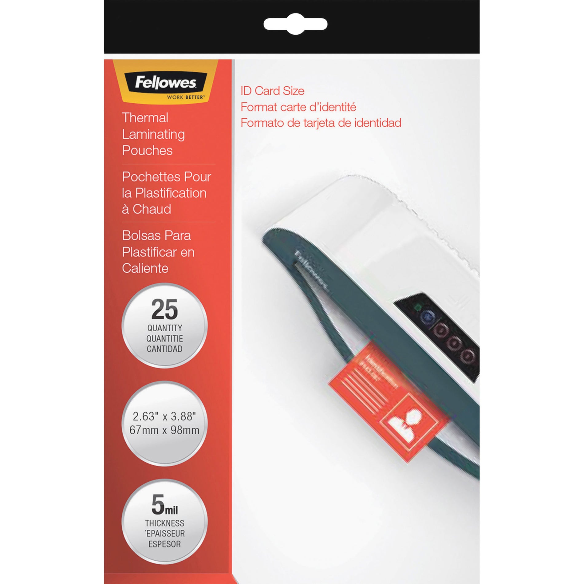 Fellowes 52007 Premium ID Size Laminating Pouches, Durable, Unpunched, 5 mil, 25 Pack