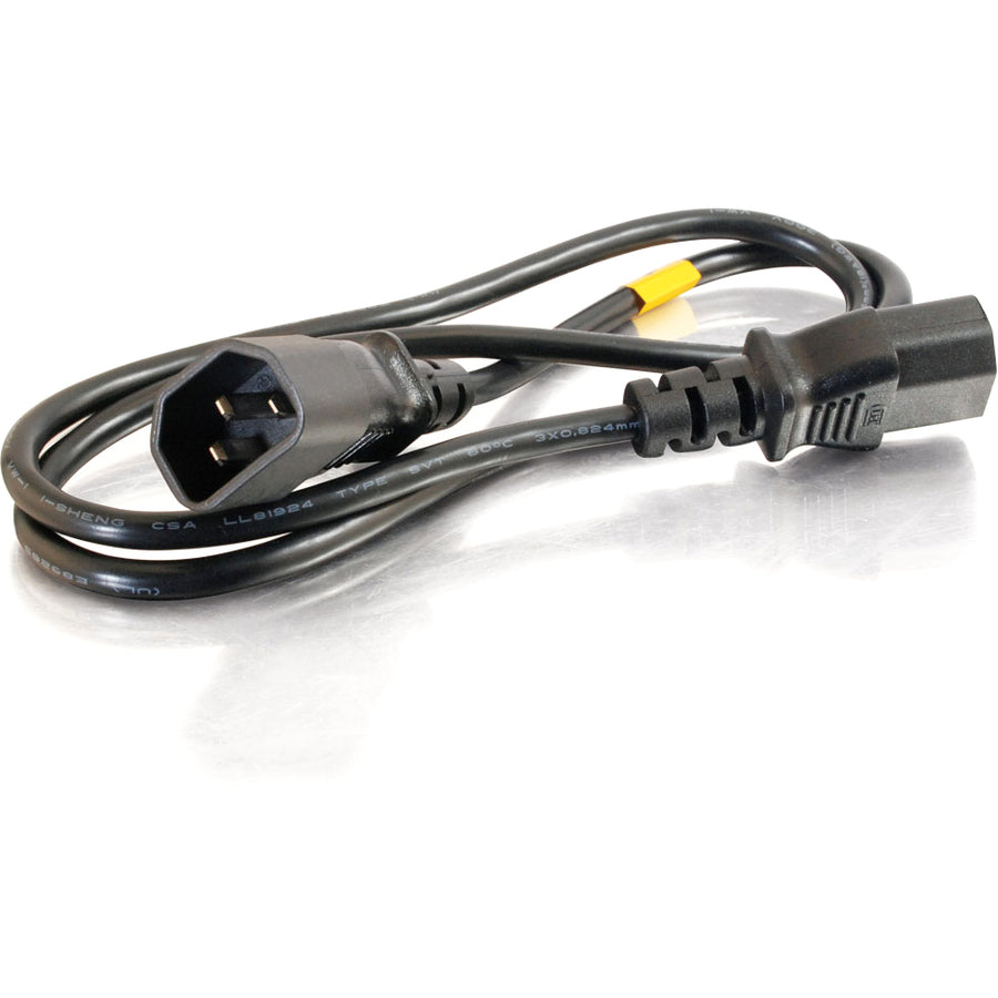 C2G 03142 2ft 18 AWG Computer Power Extension Cord, IEC320C14 to IEC320C13, Black