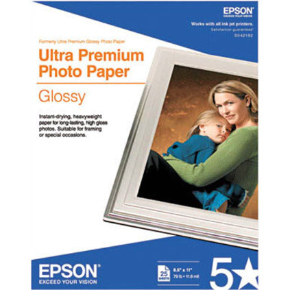 Epson S042182 Ultra-premium Glossy Photo Paper, 8 1/2" x 11", 25/Pack