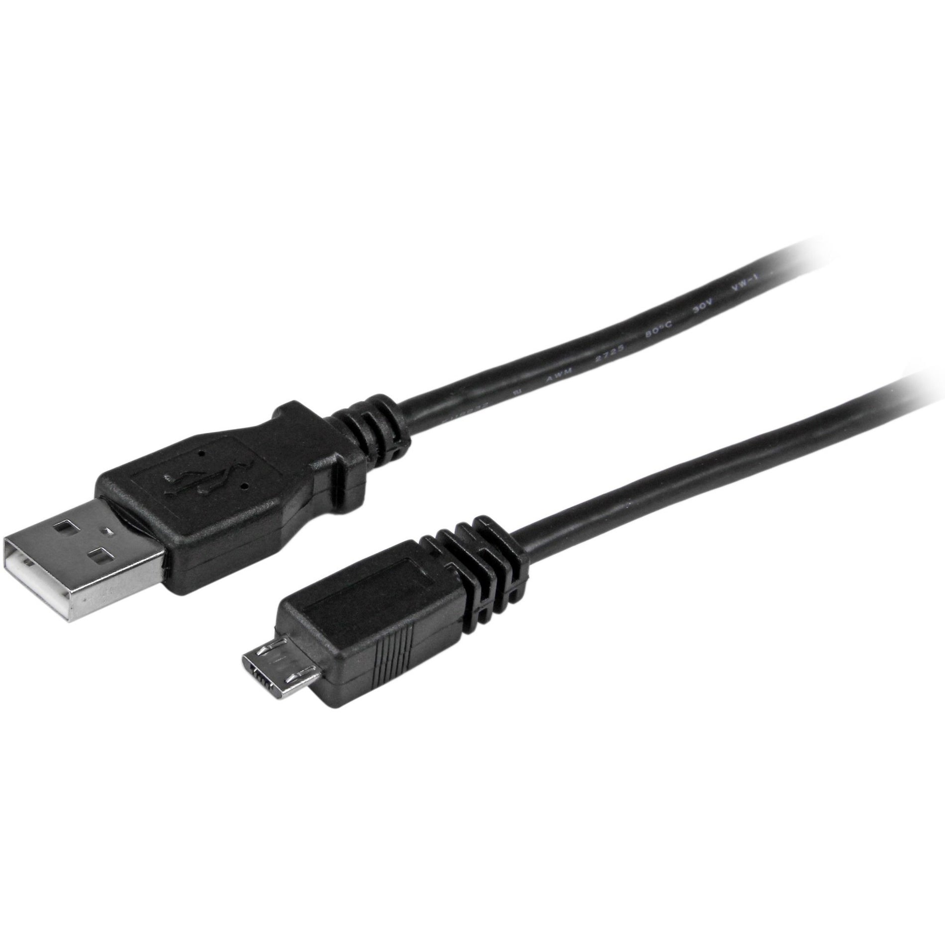 StarTech.com UUSBHAUB3 3 ft Micro USB Cable - A to Left Angle Micro B, Strain Relief, Charging, Molded, Black
