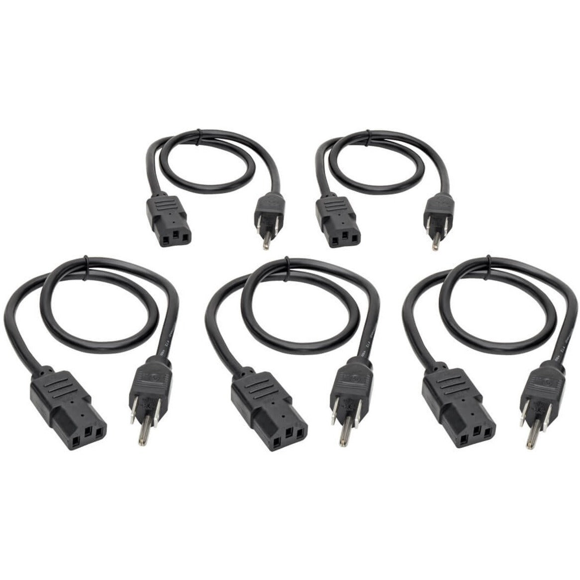 Tripp Lite P030-002-5 Standard Power Cord, 5-Pack, 2ft, NEMA 5-15P to IEC-320-C13 Power Cables