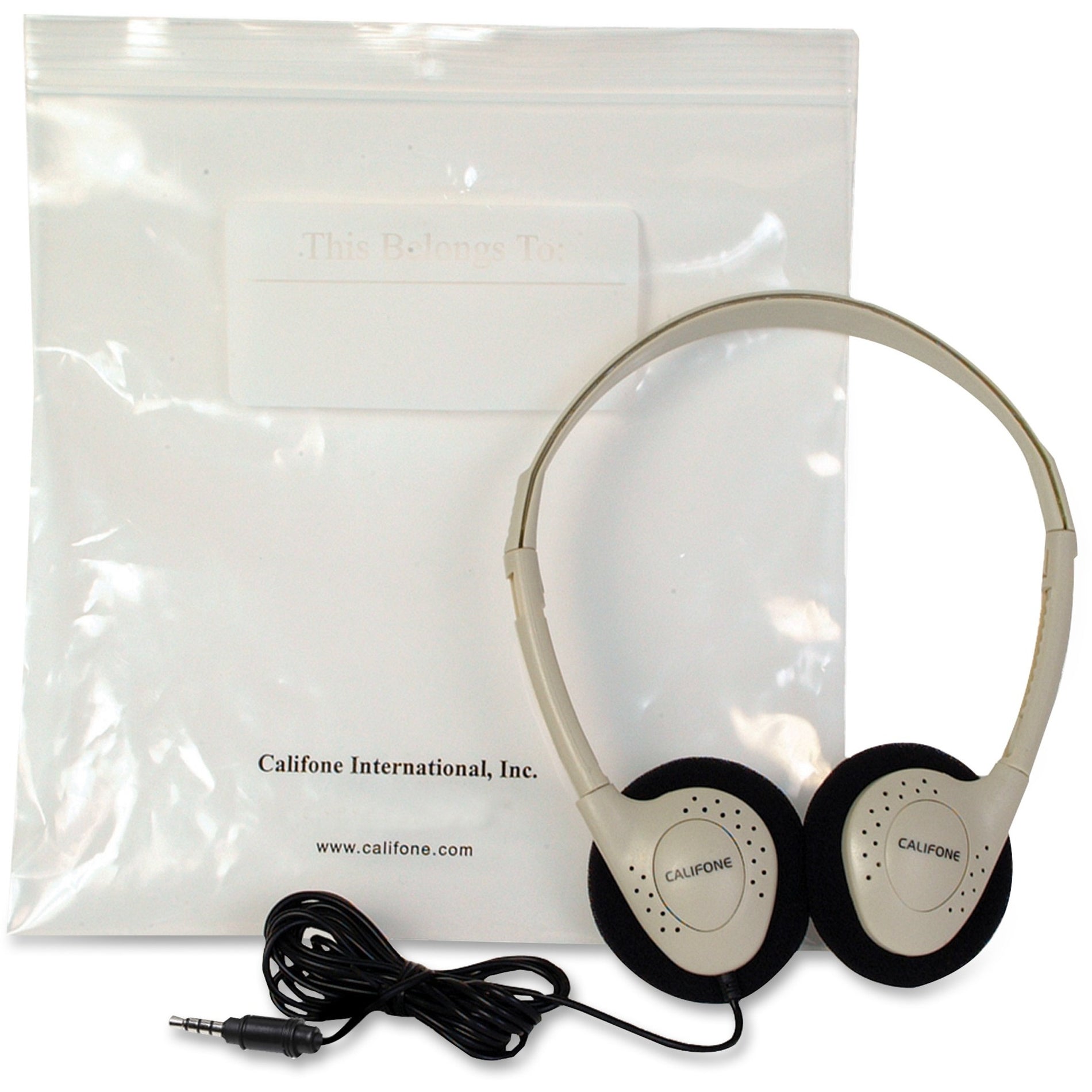 Califone ca-2 CA-2 Storage Stereo Headphone, Lightweight Beige Headphones with Storage Bag