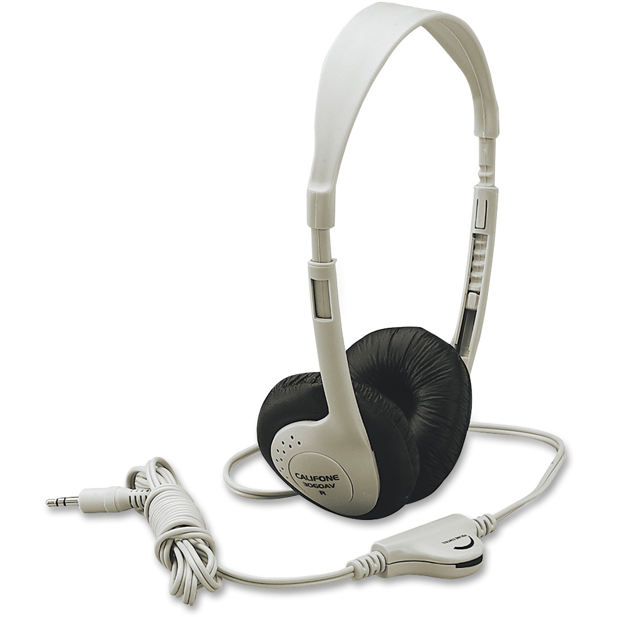 Califone 3060av Multimedia Stereo Headphone Wired Beige, Over-the-head Volume Control, 8 ft Cable Length