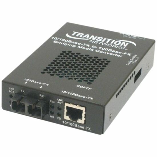 Transition Networks SBFTF1039-105-NA 10/100 Bridging Converter RJ45 to 100BFX MM LC 2KM, High-Speed Network Connectivity