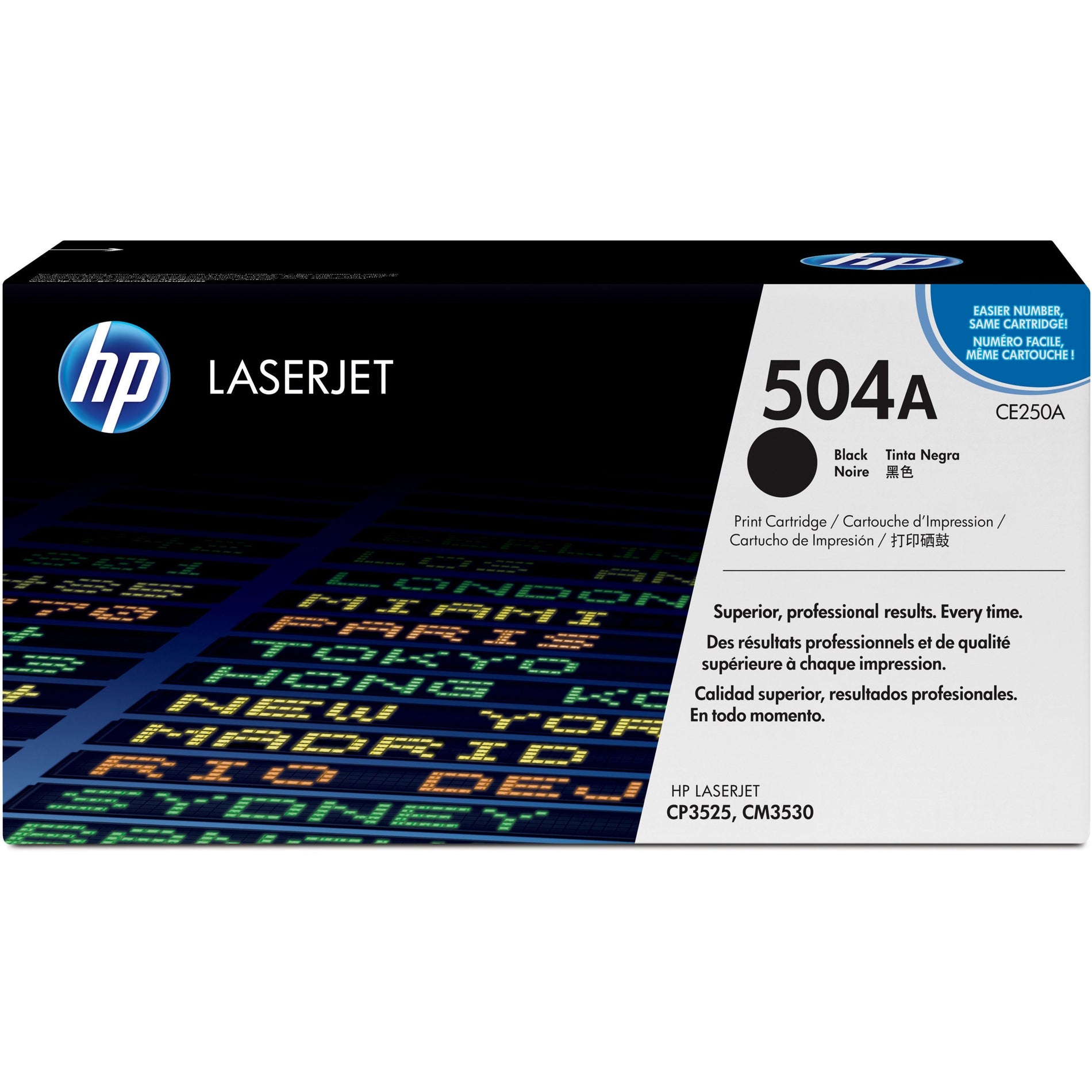HP CE250A 504A Toner Cartridge, 5000 Page Yield, Black