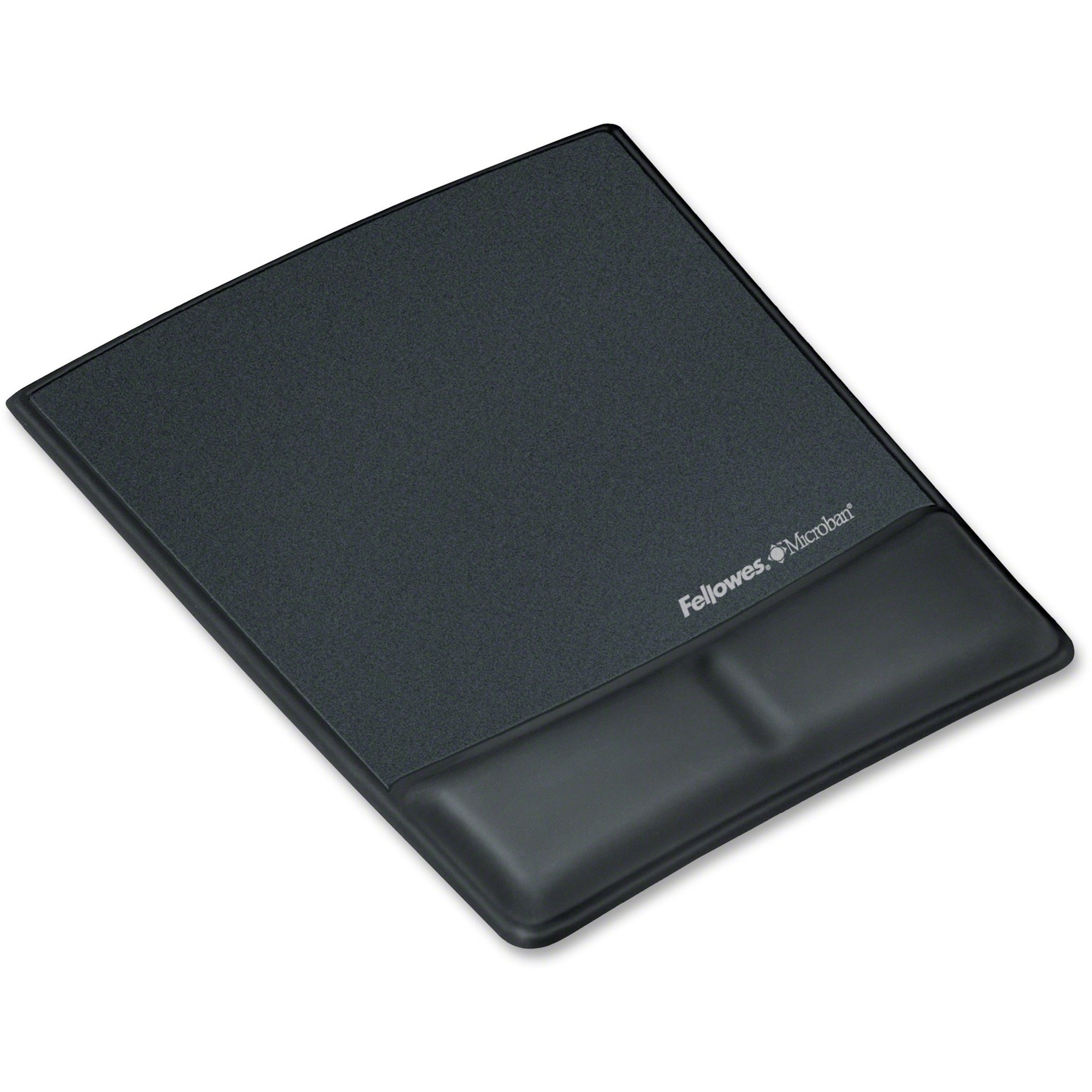 Fellowes 9180901 Mouse Pad / Wrist Support with Microban&reg; Protection, Leatherette, Black, Ergonomic, Pressure Reliever