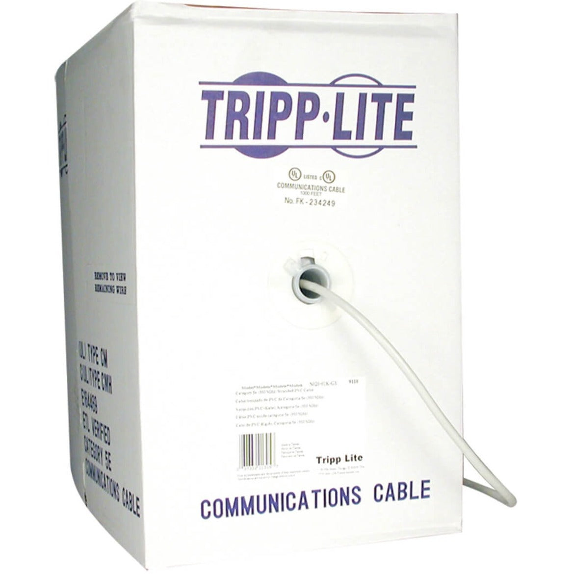 Tripp Lite N028-01K-GY 1000ft. Box Cat5e Outdoor Rated PVC Bulk Cable, Crack Resistant, UV Resistant