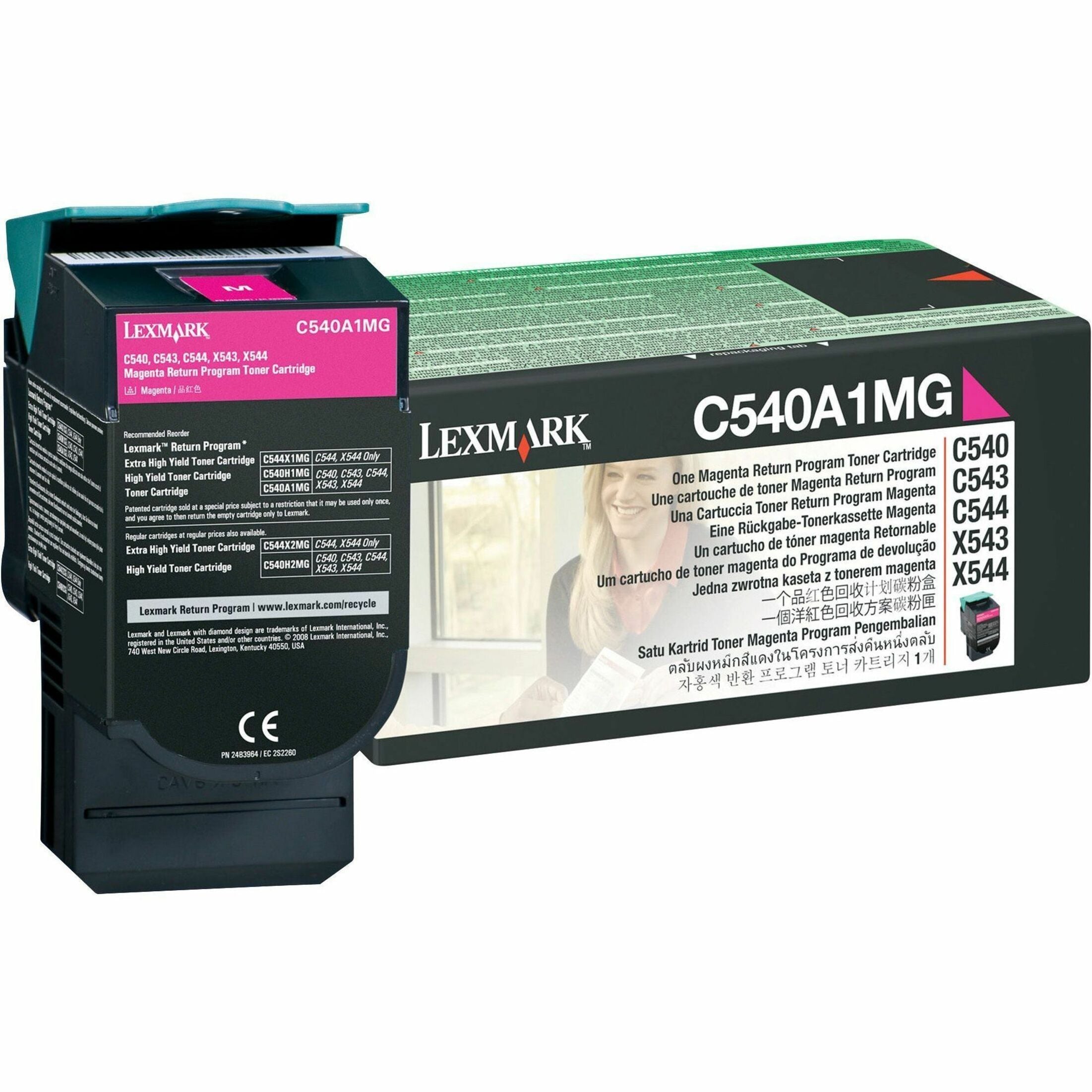 Lexmark C540A1MG C540A1 Series Toner Cartridge, Magenta, 1000 Page Yield