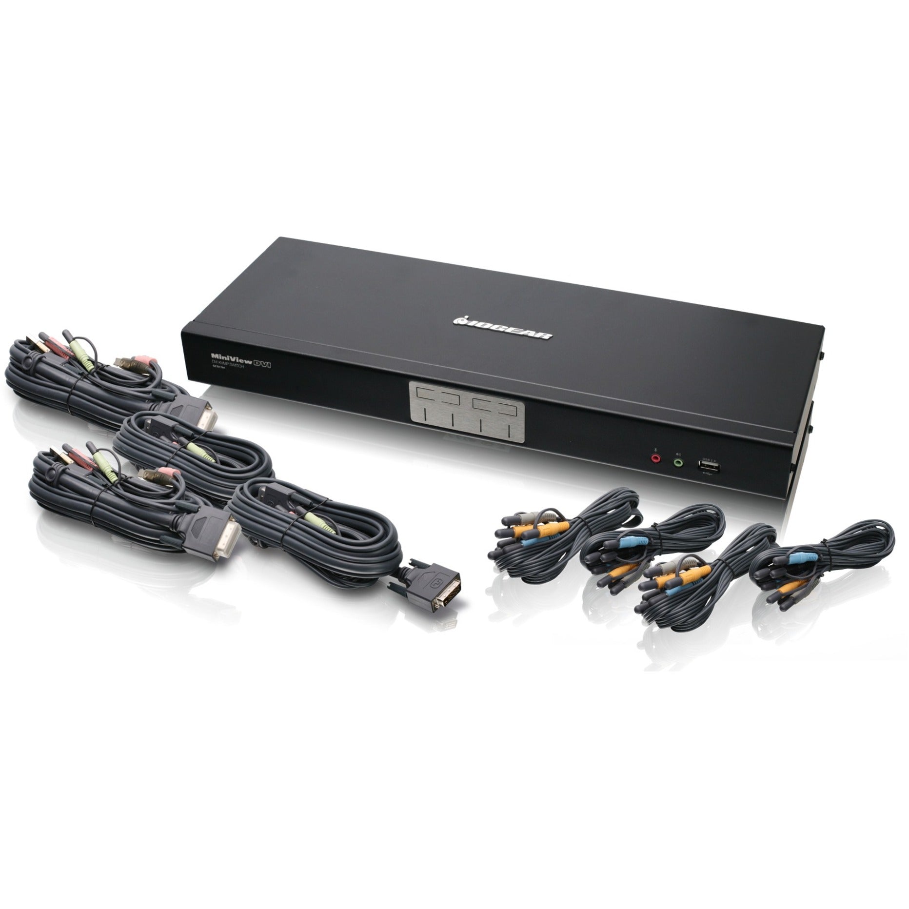 IOGEAR GCS1784 4-Port Dual Link DVI KVMP Switch with 7.1 Audio and Cables, WQXGA/QXGA/WUXGA, 3840 x 2400, 3 Year Warranty