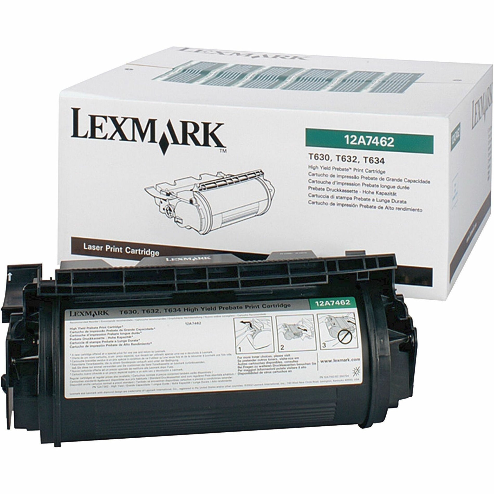 Lexmark 12A7462 T630/632/634 Toner Cartridge, 21,000 Pages Yield, Black