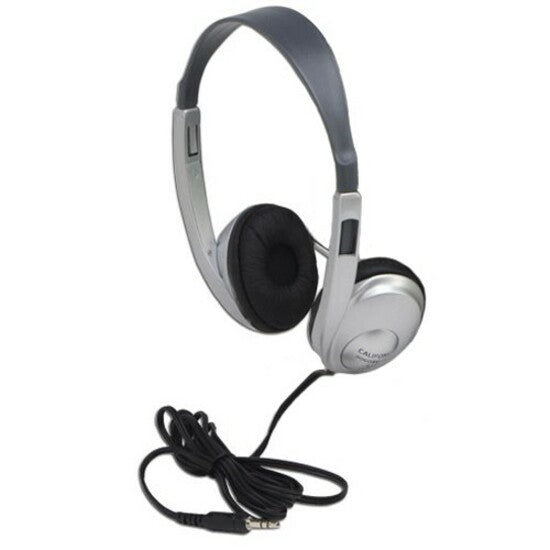 Califone 3060AVS Multimedia Stereo Headphone, Over-the-head, Binaural, Silver, 6 ft Cable