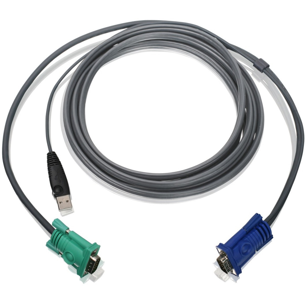 IOGEAR G2L5203U USB KVM Cable 10 Ft, Copper Conductor, 2-way, Dark Gray